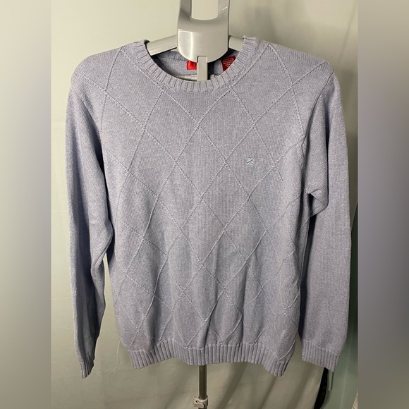 IZOD Light blue‎ Sweater size medium windowpane - Picture 1 of 13